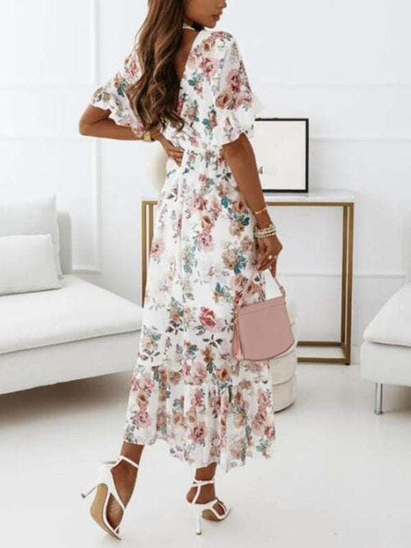 Stilla | Kjole Til Gravide for Floral Print Drawstring Ruffles Maternity Bohemia Maxi Dresses Dress