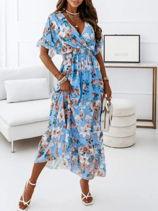 Stilla | Kjole Til Gravide for Floral Print Drawstring Ruffles Maternity Bohemia Maxi Dresses Dress