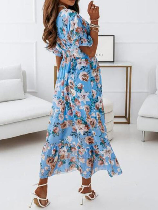 Stilla | Kjole Til Gravide for Floral Print Drawstring Ruffles Maternity Bohemia Maxi Dresses Dress