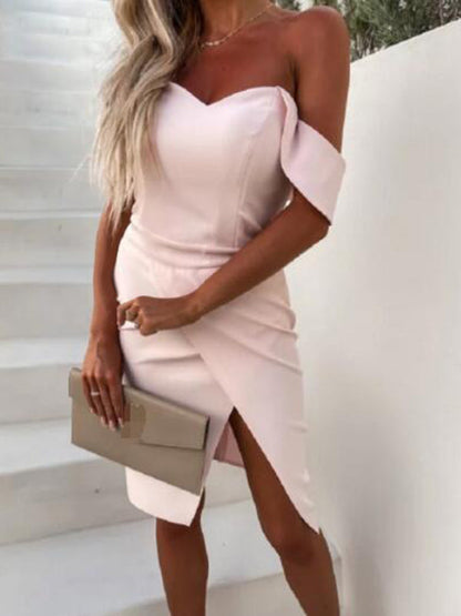 Stilla | Gravidkjole Til Uregelmæssig Bådudskæring Med Sideopslidse Elegante Midi Kjoler Kjole