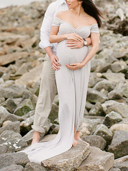 Stilla | Enkelt Farve Slids Uden Ryg Bådformet Udsnit Fest Kjoler Til Fotografi Services