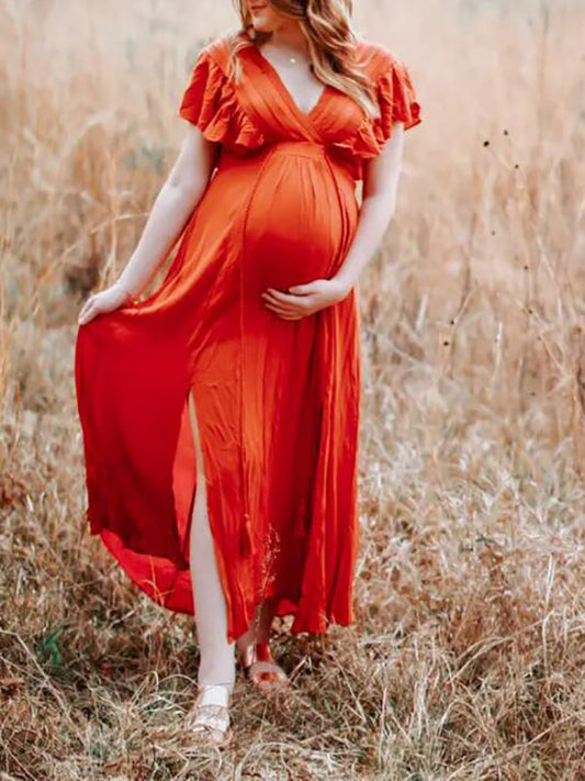 Stilla | Graviditetskjole Til Unik Farve Flæser Frynser Festkjoler Elegante Graviditetskjoler