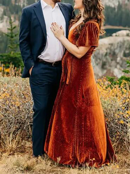 Stilla | Gravidkjole in En Farve Unik Talje Slids Maternity Kjoler Elegante Gravidkjoler