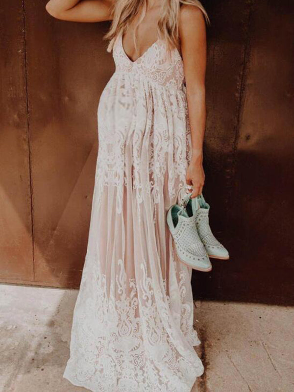 Stilla | Kjole Til Gravide for Deep V-neck Maternity Bohemia Maxi Dresses Dress