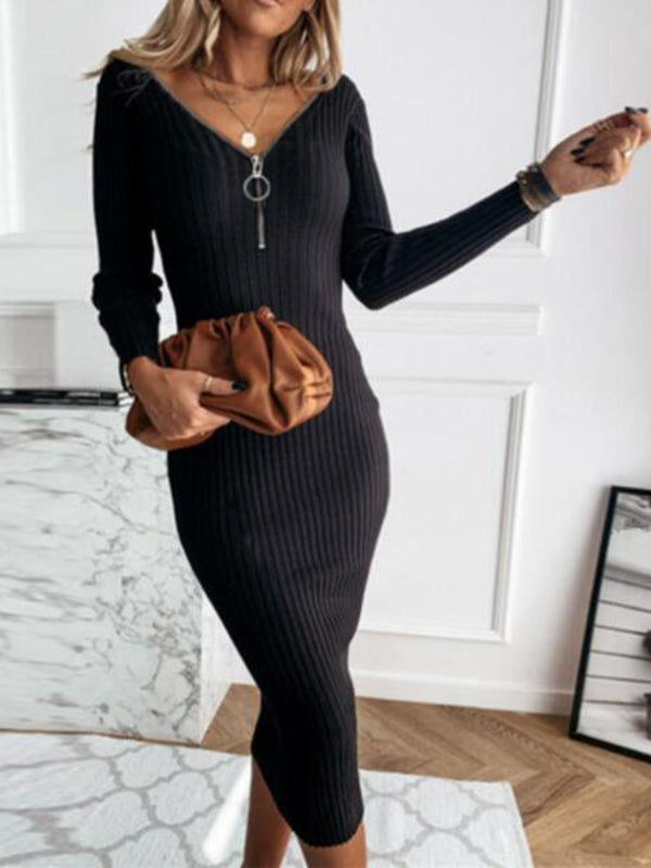 Stilla | Gravidkjole Til Lynlås Tæt Strikket Størrelse Store Gravidmode Elegante Maxi Kjoler Kjole