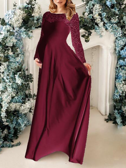 Stilla | Graviditetskjole Til Patchwork Blonder Elegante Gravid Maxi Kjoler Kjole