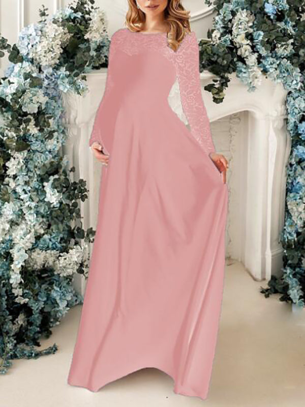 Stilla | Graviditetskjole Til Patchwork Blonder Elegante Gravid Maxi Kjoler Kjole