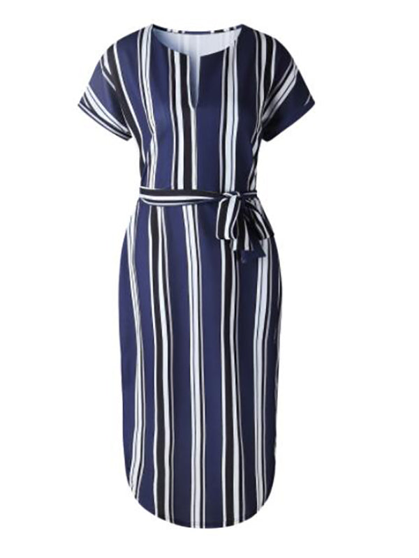 Stilla | Gravidkjole Til a Striber Bælte Kontor Casual Gravid Maxi Kjoler Kjole