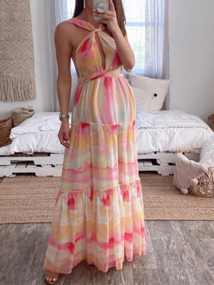 Stilla | Gravidkjole Til Farveskift Snøring Ved Halsen Gravid Bohemisk Maxi Kjoler Kjole