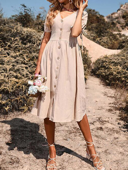 Stilla | Kjoler Til Gravide Sommerkjoler Enkeltstående Med V-hals Midi Kjoler Under Graviditet