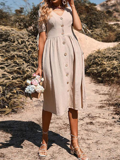 Stilla | Kjoler Til Gravide Sommerkjoler Enkeltstående Med V-hals Midi Kjoler Under Graviditet