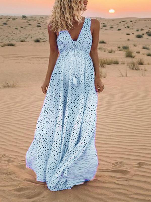 Stilla | Pletmønster Snoretræk Uden Ærmer Ferie Elegante Graviditetskjoler