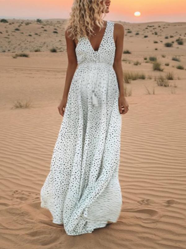 Stilla | Pletmønster Snoretræk Uden Ærmer Ferie Elegante Graviditetskjoler