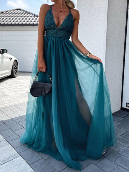 Stilla | Pizzo Underdel Net Dyb V-hals Graviditetskjoler Særlige Anledninger Maxi Kjoler