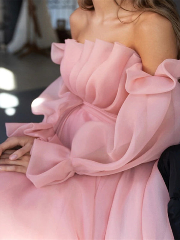 Stilla | Rete Slipset Skuldre Blonder Bådformet Udsnit Lanternemanchet Elegante Maternity Kjoler