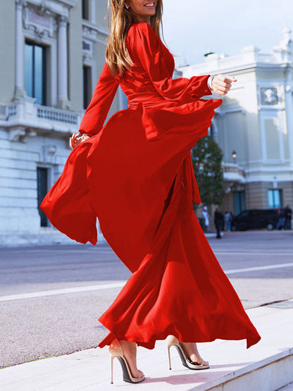 Stilla | Kjole Til Gravide for Red Belt Split Elegante Women's Dresses Cocktail Kjoler Til Gravide