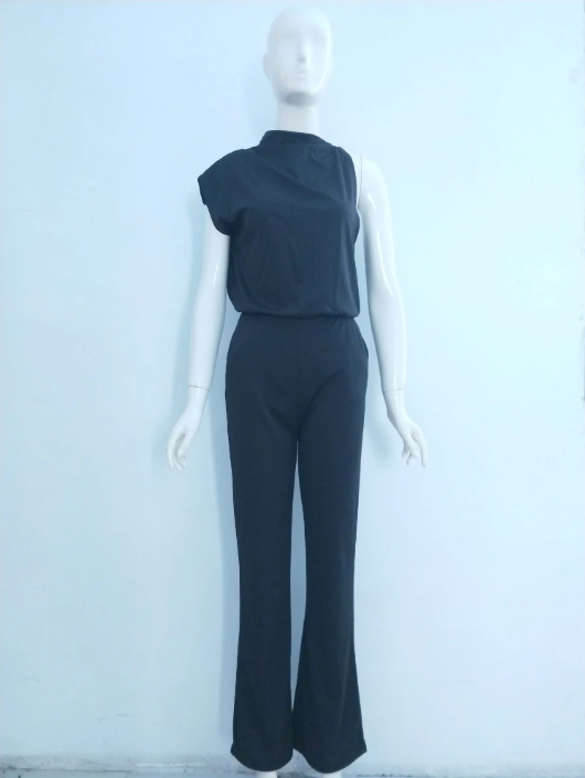 Stilla | Dame Jumpsuit Med Rund Halsudskæring, Armfri Og Bred Ben