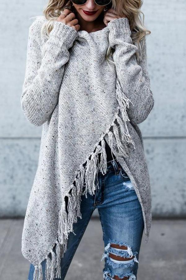 Stilla | Elegant Oversized Pullover Med Frynser