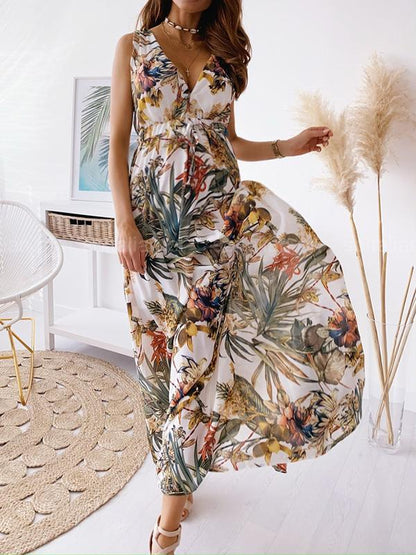 Stilla | Prematernity Kjoler Lang Kjole Uden Ryg V-udskæring Uden Ærmer Blomstret Kjole