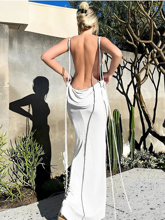 Stilla | Hvid Elegante Tynd Uden Ryg Underkjole Fest Maxi Kjoler Fotografering Gravid