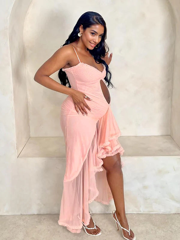 Stilla | Chiffon Volan Læg Splits Underkjole Kuffert Cocktail Tage Billeder Maxi Kjoler Elegante Premaman