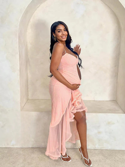 Stilla | Chiffon Volan Læg Splits Underkjole Kuffert Cocktail Tage Billeder Maxi Kjoler Elegante Premaman