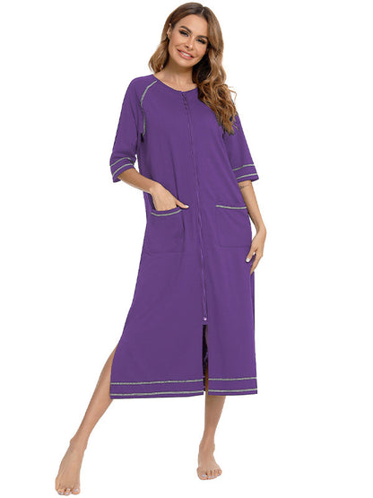 Stilla | Farve Unik Side Slids Lynlås Daglig Amning Til Graviditet Maxi Maternity Kjoler