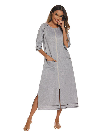 Stilla | Farve Unik Side Slids Lynlås Daglig Amning Til Graviditet Maxi Maternity Kjoler