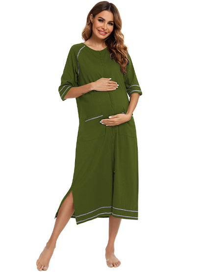 Stilla | Farve Unik Side Slids Lynlås Daglig Amning Til Graviditet Maxi Maternity Kjoler