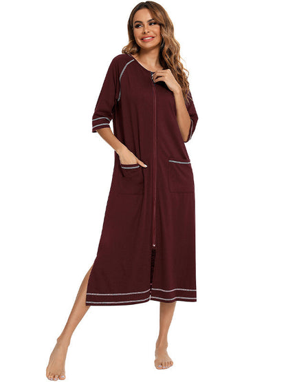 Stilla | Farve Unik Side Slids Lynlås Daglig Amning Til Graviditet Maxi Maternity Kjoler