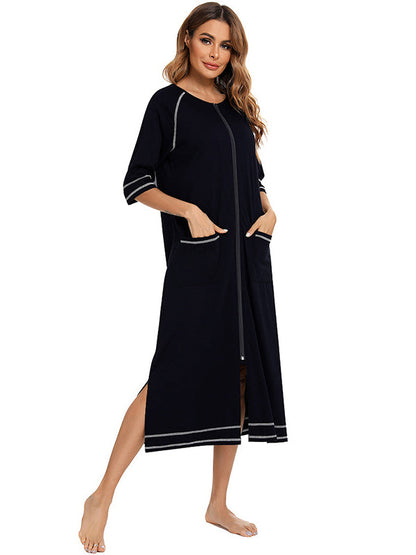 Stilla | Farve Unik Side Slids Lynlås Daglig Amning Til Graviditet Maxi Maternity Kjoler