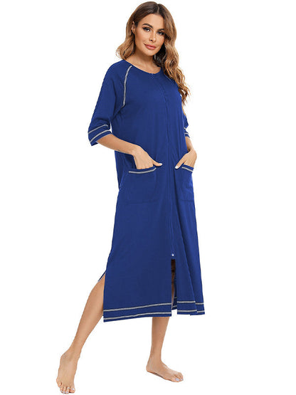 Stilla | Farve Unik Side Slids Lynlås Daglig Amning Til Graviditet Maxi Maternity Kjoler