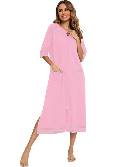 Stilla | Farve Unik Side Slids Lynlås Daglig Amning Til Graviditet Maxi Maternity Kjoler