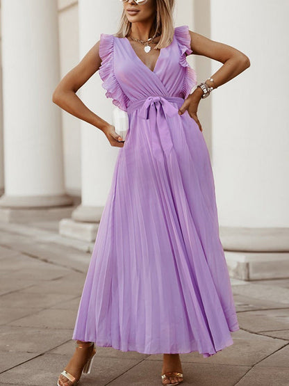 Stilla | Kjoler Ceremoni Premaman Flæser Uden Ærmer V-hals Elegante Cocktail Maxi Kjole Premaman Kjole Til Ceremoni