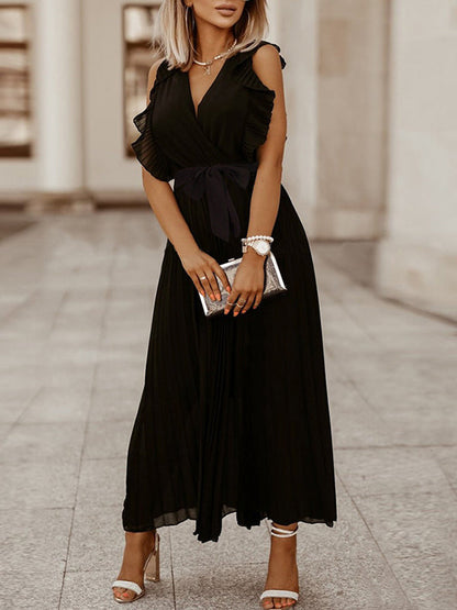 Stilla | Kjoler Ceremoni Premaman Flæser Uden Ærmer V-hals Elegante Cocktail Maxi Kjole Premaman Kjole Til Ceremoni