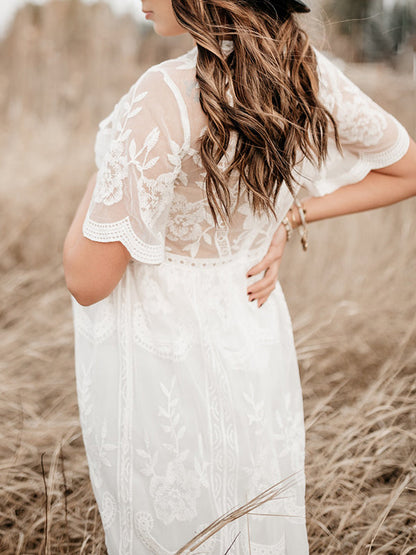 Stilla | Kjoler Til Gravide Fotografi Tjeneste Kjoler Blonde V-hals Maxi Maternity Kjole Elegante Kjole