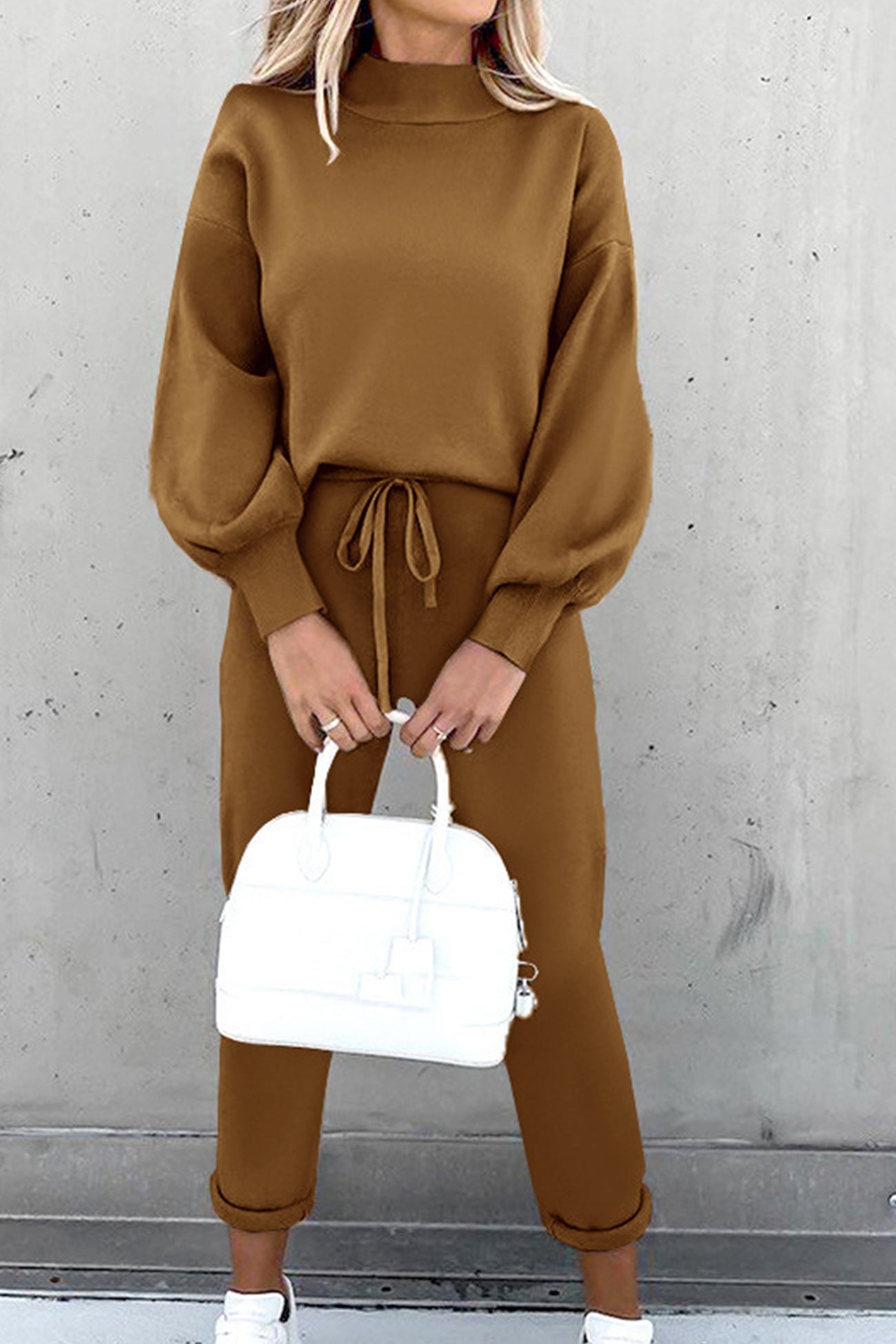 Stilla | Langeærmet Sweatshirt Jumpsuit Med Ståkrave Og Pufærmer
