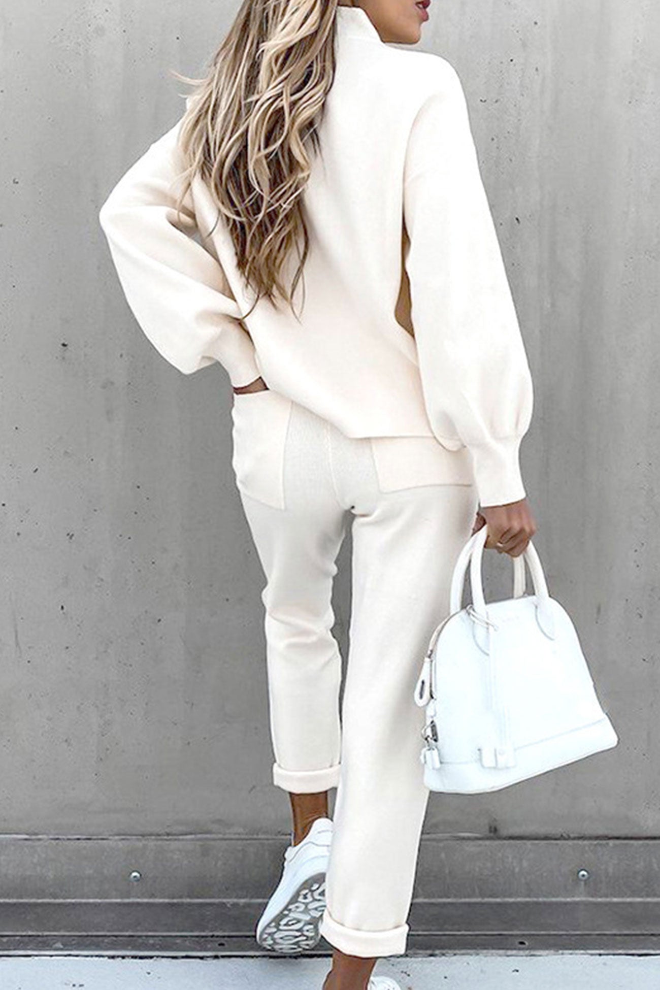 Stilla | Langeærmet Sweatshirt Jumpsuit Med Ståkrave Og Pufærmer
