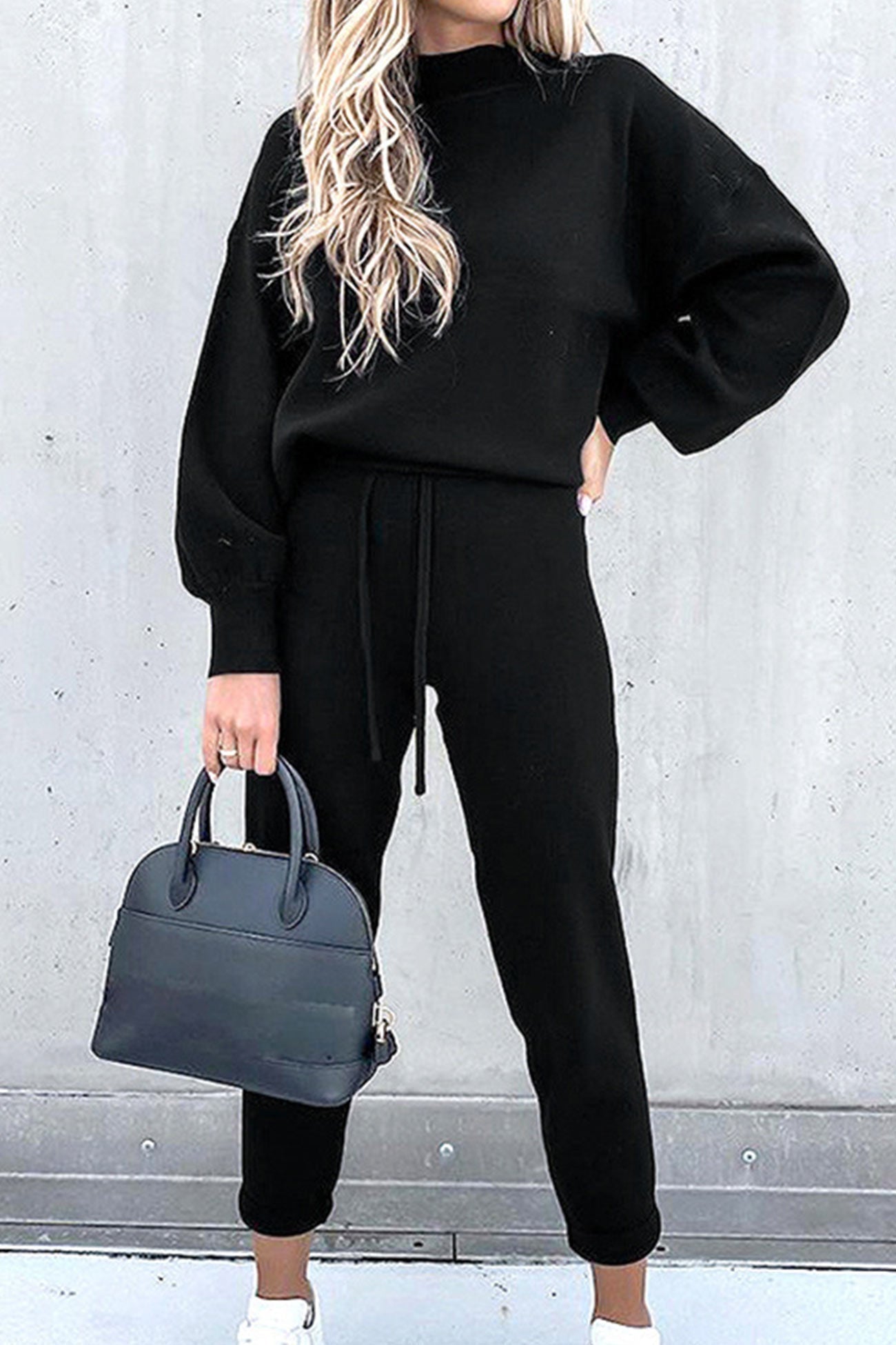 Stilla | Langeærmet Sweatshirt Jumpsuit Med Ståkrave Og Pufærmer