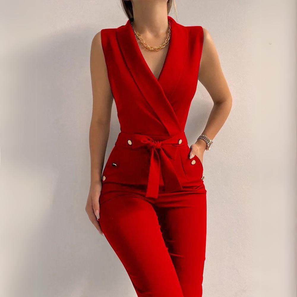 Stilla | Sexet Jumpsuit Med Stofbælte
