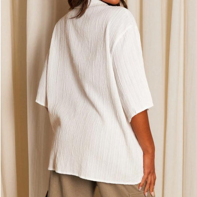 Dame afslappet skjorte med struktureret væv Stilla