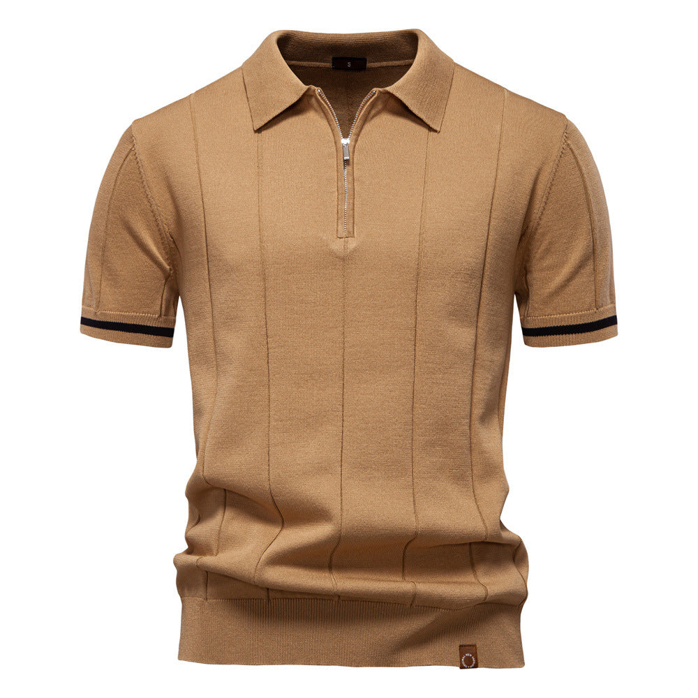 Herre polo T-shirt med sporty lynlås Stilla