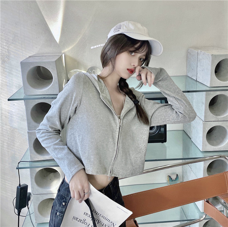 Dame Cropped Zip-Up Hoodie Stilla