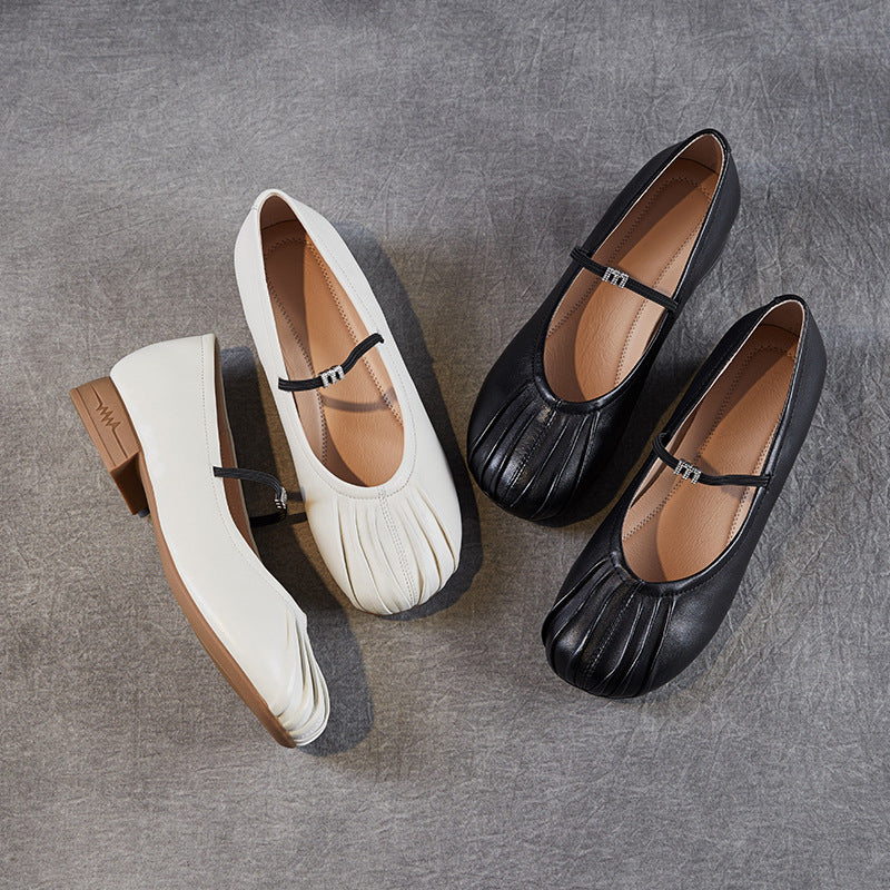 Dame Elegant Falten Mary Jane Ballerinas med justerbar rem Stilla