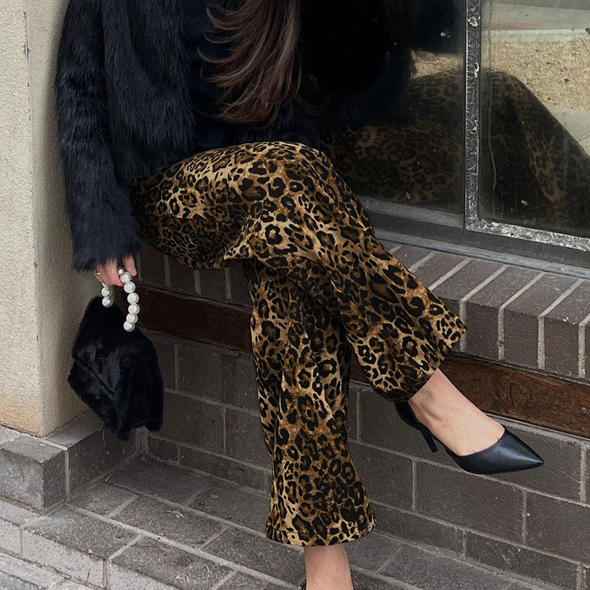 Dame afslappede Palazzo-bukser i trendy leoparddesign Stilla