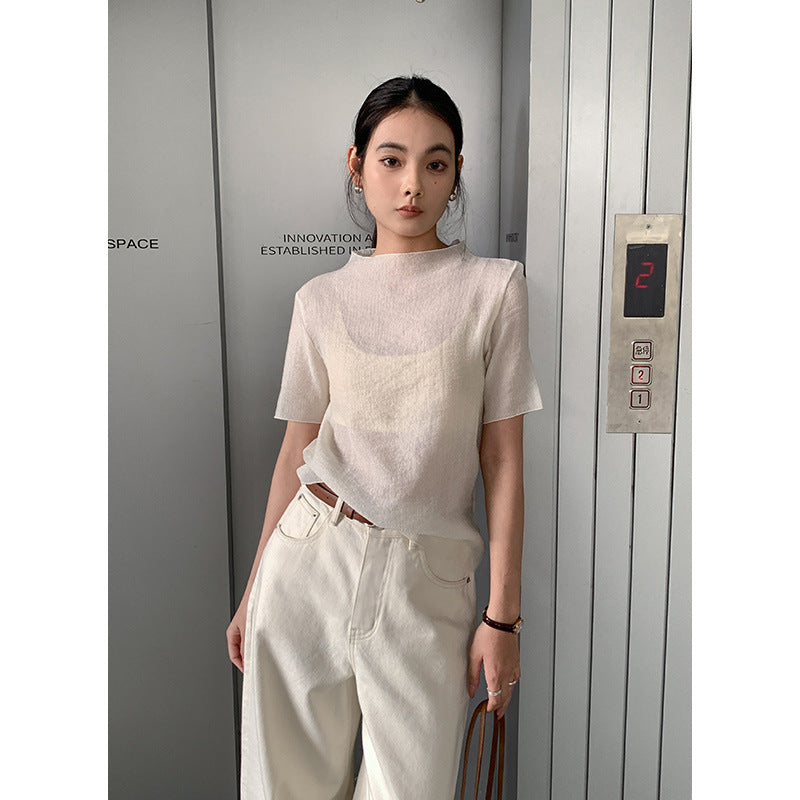 Dame afslappet Relaxed-Fit T-shirt i højkvalitets bomuldsblanding med rund halsudskæring og minimalistisk æstetik Stilla