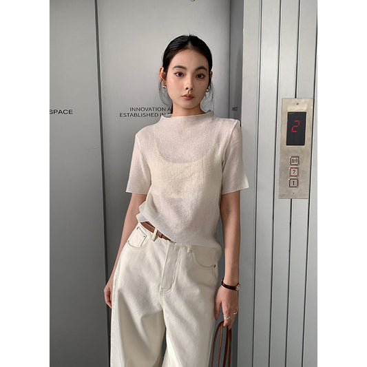 Dame afslappet Relaxed-Fit T-shirt i højkvalitets bomuldsblanding med rund halsudskæring og minimalistisk æstetik Stilla