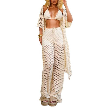 Dame Luftigt Hæklet Badetøj med afslappet Kimono Overtræk Stilla