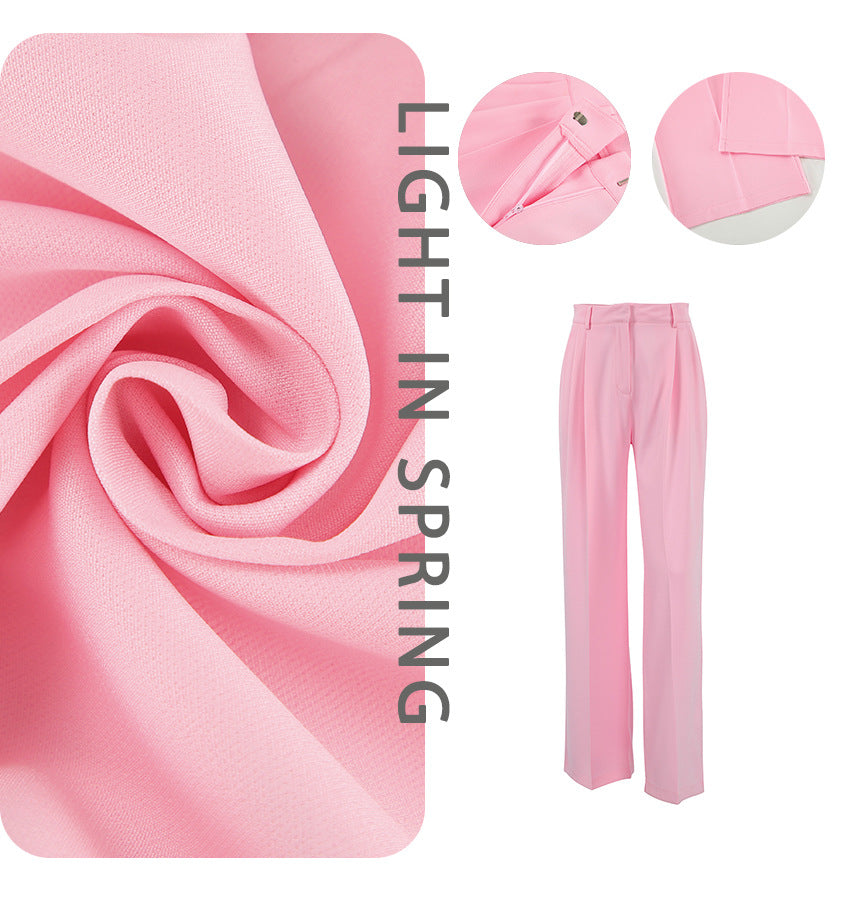 Dame elegant høj talje bukser med bred pasform og folder Stilla