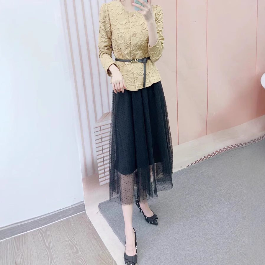 Dame Elegant Blazerjakke med blomstermønster og figursyet snit Stilla